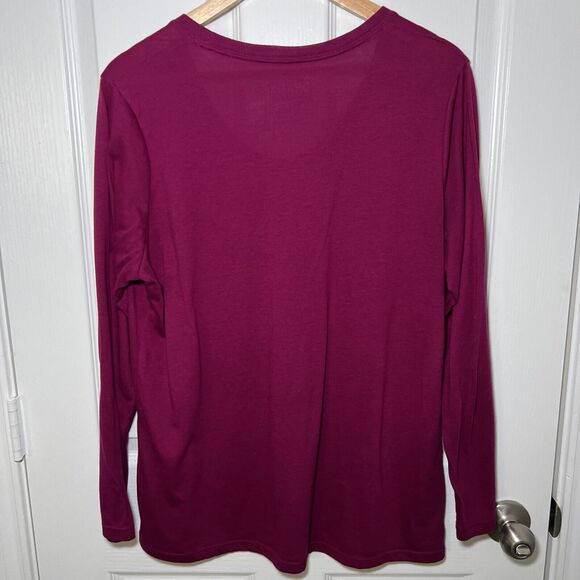 Nike Dri-Fit Women's XL Loose Fit Long Sleeve Shirt Magenta Round Neck - Picture 5 of 10